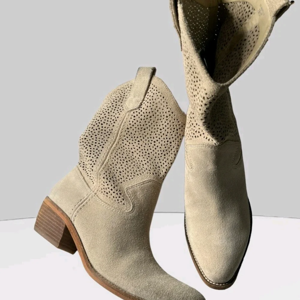 BCBG Beige Western Ankle Boots - Picture 1 of 9